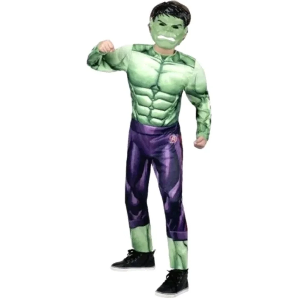 Avengers Hulk Costume Play Jumpsuit with Mask &‎ Gloves Size M 8-10 NEW